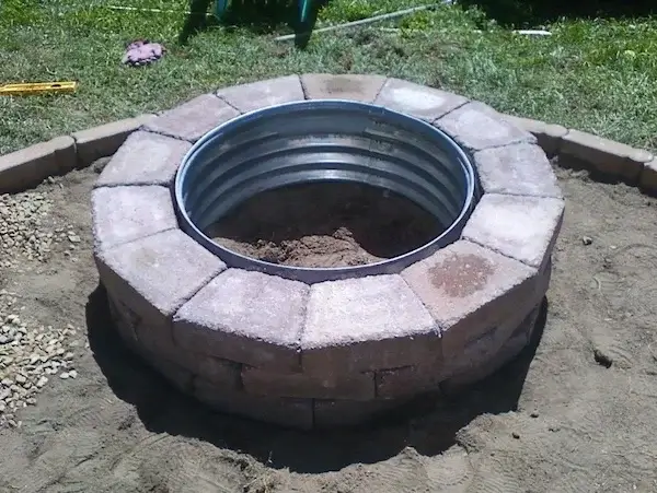 image of fire pit with galvanized fire pit ring insert 